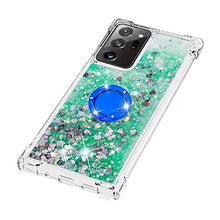 Custodia Samsung Galaxy Note 20 Ultra 4G-5G Squillo della Base del Telefono TPU Brillantini Diamond Liquido Telefono Bumper Case（Amore Verde）