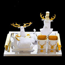 JTKDL Set 6 Accessori Bagno Set Dispenser Sapone/Porta Spazzolino/Bicchiere/Portasapone/Vassoio,B