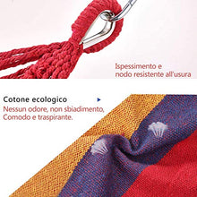 KANINO Amaca da Giardino, Amaca da Interno con Cuscino Gonfiabile e Borsa Portaoggetti, Amache Cotone Portatile per Giardino/Cortile/Spiaggia/Viaggio/Balcone (Rosso 200 x 150cm)