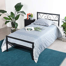 Letto in Metallo Rete a Doghe Moderna con Letto Singolo a Doghe in Legno con Testiera per Camera da Letto Nera