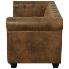 vidaXL Divano Chersterfield a 2 posti Imbottito Pelle Artificiale Marrone Sofa