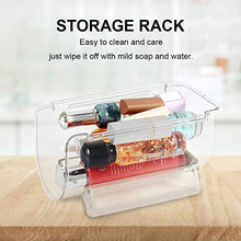 Scaffale, organizer trasparente per bottiglie di vino, impilabile, in plastica per ripiani da cucina, dispensa, frigorifero.