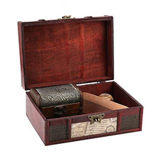 Oumefar Custodia per Gioielli Custodia per Gioielli in Stile Antico in Legno per Decorazioni di Compleanno(Stamp with Lock)