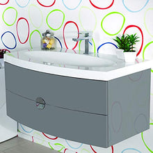 MarinelliGroup Arredo Bagno Mobile sospeso con lavabo Specchio e Colonna cm 90. Tulipano Grigio