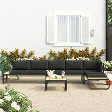 Tidyard Set Divano da Giardino 4 pz ad Angolo, Set di Mobili da Giardino, Set Divano Esterno Cuscini in Alluminio WPC
