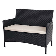Mendler Serie Halden per l'esterno Divano Sofa 2 posti polyrattan Antracite con Cuscino Avorio