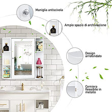 GOPLUS Armadietto con 4 Ripiani e Sppechio da Bagno, 66x63x12,5 cm (Bianco)