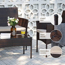VONLUCE Set Tavolo e Sedie da Giardino in Rattan Arredo Esterno per Terazzi e Balconi, Set Completo Salotto da Esterno (Set da 4 Pezzi) - Arredi Casa