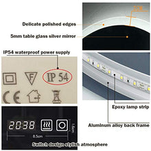 UWY Specchio da bagno Specchio da toeletta a LED Specchio da parete argento senza cornice Interruttore tattile + Interruttore antiappannante + Display tempo / temperatura (6000k luce bianca, 300