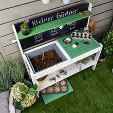 Meppi Piccola cucina da giardino in legno bianco / verde per esterni, tavolo per bambini, tavolo per bricolage