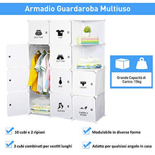 homcom Armadio Armadietto Guardaroba Scaffale 10 Cubi Mobiletto Modulare 111×47×145cm Bianco