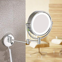 JXING Specchio Toilette Trucco Specchio da Bagno 10x LED 8 Pollici Bifacciale Ingrandimento Specchio Specchio Rotondo Specchio Pieghevole Telescopico