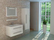 Set di mobili da bagno St. Moritz in bianco con specchio con illuminazione a LED, sensore touch soft-close, specchio e armadio Jet-Line
