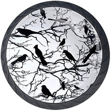 Albero con uccelli Pomelli per Porta Set di 4 Pomelli per Mobili Manopole per Cassetti Cucina Armadio Vetro