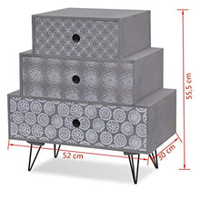 SOULONG Comodino con 3 cassetti di Diverse Dimensioni, Design Moderno, tavolino Rettangolare con Gambe in Metallo, Supporto per Telefono, per Camera da Letto e Soggiorno (Grigio)