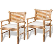 vidaXL Set 5 pz Mobili da Giardino Patio Tavolo e 2 Sedie in bambù con Cuscini