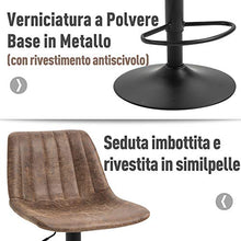 homcom Set 2 Sgabelli da Bar in Stile Industriale con Schienale, Poggiapiedi e Altezza Regolabile, in Microfibra Marrone