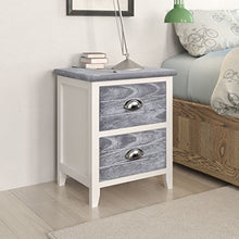 Set di 2 tavolini da comodino con 2 cassetti per divano, comodino, comodino, 38 x 28 x 45 cm, colore: bianco e grigio