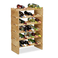 Relaxdays Scaffale Porta, Rastrelliera per Bottiglie di Vino, Cantinetta Portabottiglie, bambù, Marrone Chiaro, 6 Piani