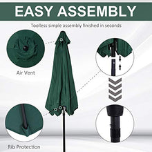 Outsunny Ombrellone da Giardino Inclinabile Spiaggia Alluminio e Poliestere Φ2.7×2.35m Verde Scuro