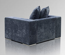 Amaris Elements | Poltrona Moderna Paul XL con 2 Cuscini in Velluto in Microfibra Poltrona in Velluto Grigio Blu Effetto Velluto Poltrona Lounge Love-Seat Moderna e Confortevole