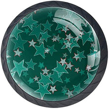Motivo a stelle rosse retrò verde Pomelli per Porta Set di 4 Pomelli per Mobili Manopole per Cassetti Cucina Armadio Vetro