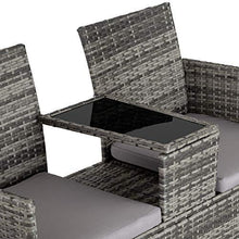 TecTake 403223 Divano da Giardino, Divanetto Tavolino da Giardino, Polyrattan, Cuscini, Grigio - Arredi Casa