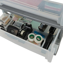 Iris Ohyama, torre di stoccaggio, organizzatore in plastica, 3 x 30L, ruote, resistente, ufficio, garage, camera da letto, capannone - Smart Wide Chest SWC-503 - Argento