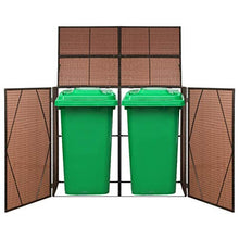 UnfadeMemory Copribidone Doppio Spazzatura Marrone 153x78x120 cm Polyrattan