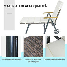 Outsunny Sdraio da Giardino Schienale Reclinabile 4 Livelli, Polyrattan e Alluminio, Chaise Longue da Esterno e Interno