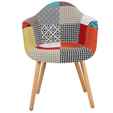 N/A Set di 2 poltrone patchwork con schienale morbido e moderno tessuto di lino per soggiorno, sala da pranzo, camera da letto (rosso)