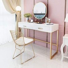Wuxingqing Tavolo da toeletta Ferro Disegni semplici Vanity Table Set con Specchio e ha attenuato Sgabello, Toilette con 2 cassetti scorrevoli per Regalo Donna Ragazza Bambini