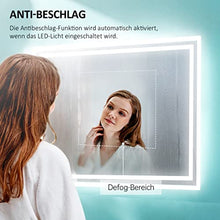 EMKE Specchio Bagno LED con Interruttore Tattile + Orologio + Anti-appannamento + Luce Bianca Fredda 6500K