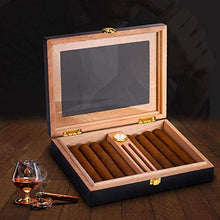 SHYPT Cigar Humidor, Cedar Cigar Desktop Box con umidificatore e igrometro, Piano in Vetro for 15 (10-15 Cigars)
