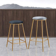 GYPPG Modern Barstools Breakfast Bistro Counter Kitchen Pub Cafe Height Footrest Velvet Round Upholstered Gold Metal Iron Legs,Max Load 200KG (Blue)