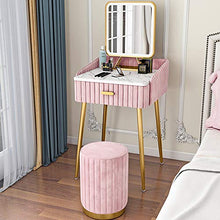 ZRN Tavolo da Trucco Set da toeletta, toletta per Trucco con Specchio Quadrato Oscurante, 1 Grande cassetto con Guide scorrevoli, Sgabello Imbottito, Set Camera da Letto per Donne Ragazze