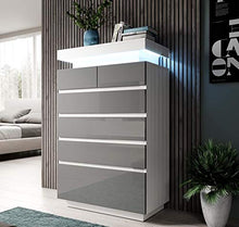 muebles bonitos Comò Melissa in Colore Bianco e Grigio con LED RGB