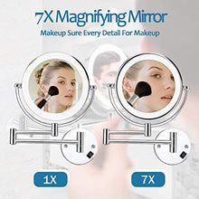 MTXJ Specchio Ingranditore da Trucco Specchio da Bagno da Parete Specchio Cosmetico Illuminato Ingradimento 7X con Luce LED, USB Ricaricabile