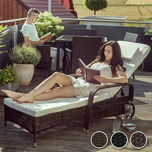TecTake LETTINO POLY RATTAN ARREDO ESTERNO GIARDINO SDRAIO PRENDISOLE DIVANO SEDIA MARRONE - disponibile in diversi colori - (Nero)