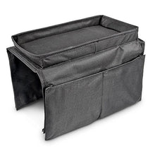 Relaxdays Vassoio Divano da Bracciolo, 6 Tasche Porta Telecomando, Poliestere, Nero, 22 x 18 x 31 cm