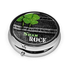 Sham Rock - Contenitore rotondo per pillole con 3 scomparti, in metallo, per medicina e vitamina