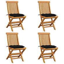 vidaXL Sedie da Giardino con Cuscini Neri 4 pz Massello di Teak
