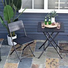 Outsunny Set 3 Pzi Mobili da Giardino: 2 Sedie (54x44.5x81cm) 1 Tavolo (61.6x61.6x74cm), Pieghevoli e Salvaspazio, Nero