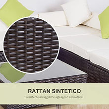 Outsunny Mobili da Giardino in Rattan PE con Divano Angolare e Pouf con Cuscini Telaio Set da 18 Pezzi, Marrone