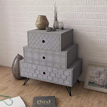 SOULONG Comodino con 3 cassetti di Diverse Dimensioni, Design Moderno, tavolino Rettangolare con Gambe in Metallo, Supporto per Telefono, per Camera da Letto e Soggiorno (Grigio)