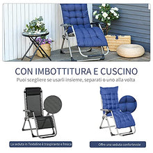 Outsunny Sedia Sdraio Pieghevole da Giardino, Poltrona da Esterno con Schienale Reclinabile, Blu