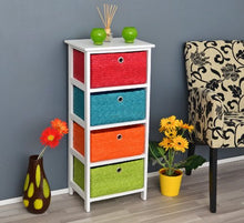 ts-ideen GmbH Mobiletto Bianco con Quattro ceste in Arancio, Verde, Blu e Rosso. Nuovo