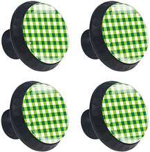 Pattern plaid verde chiaro verde scuro Pomelli per Porta Set di 4 Pomelli per Mobili Manopole per Cassetti Cucina Armadio Vetro