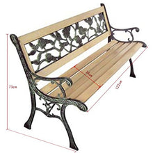 SENLUOWX - Panca da giardino in legno e metallo, motivo floreale, 122 cm