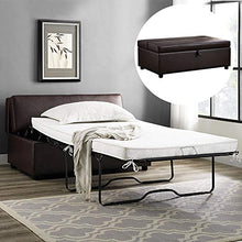 Pouf Ottomano Divano Letto Singolo Cassapanca Poggiapiedi Contenitore Struttura Legno e Ecopelle Sgabello Panca